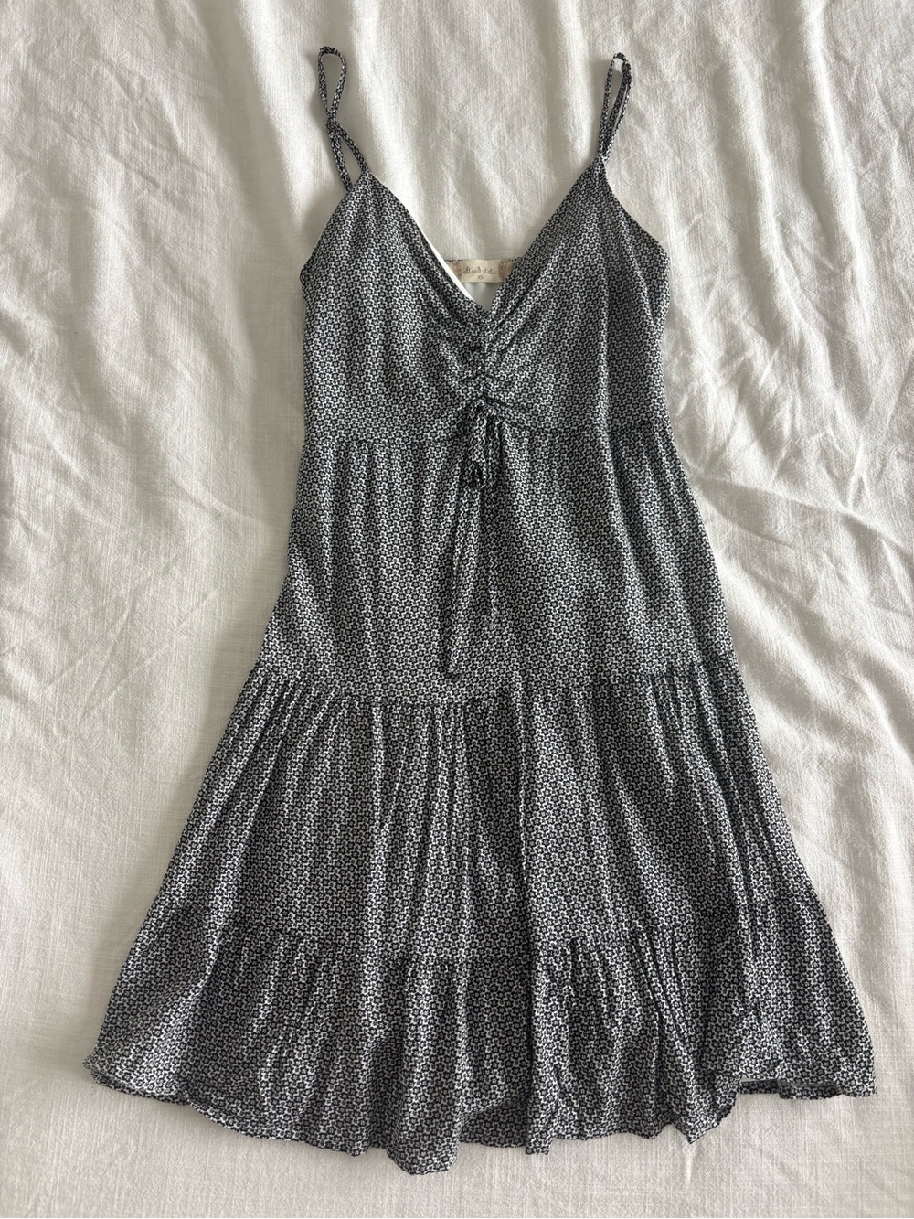 Altar'd State Black and White Mini Dress with Tie Front - Picture 1 of 3
